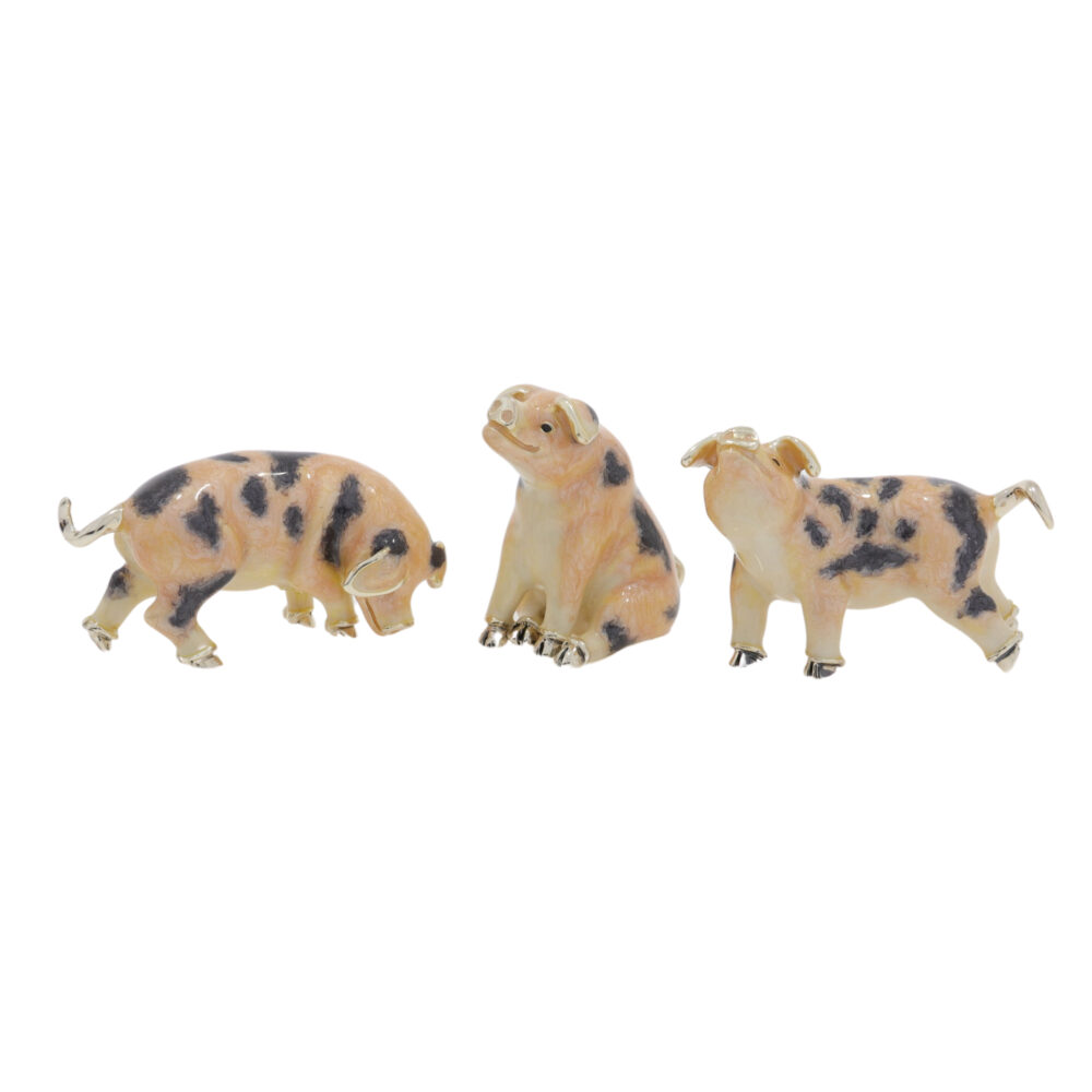 Saturno Sterling Silver and enamel Gloucester old spot pig ornaments