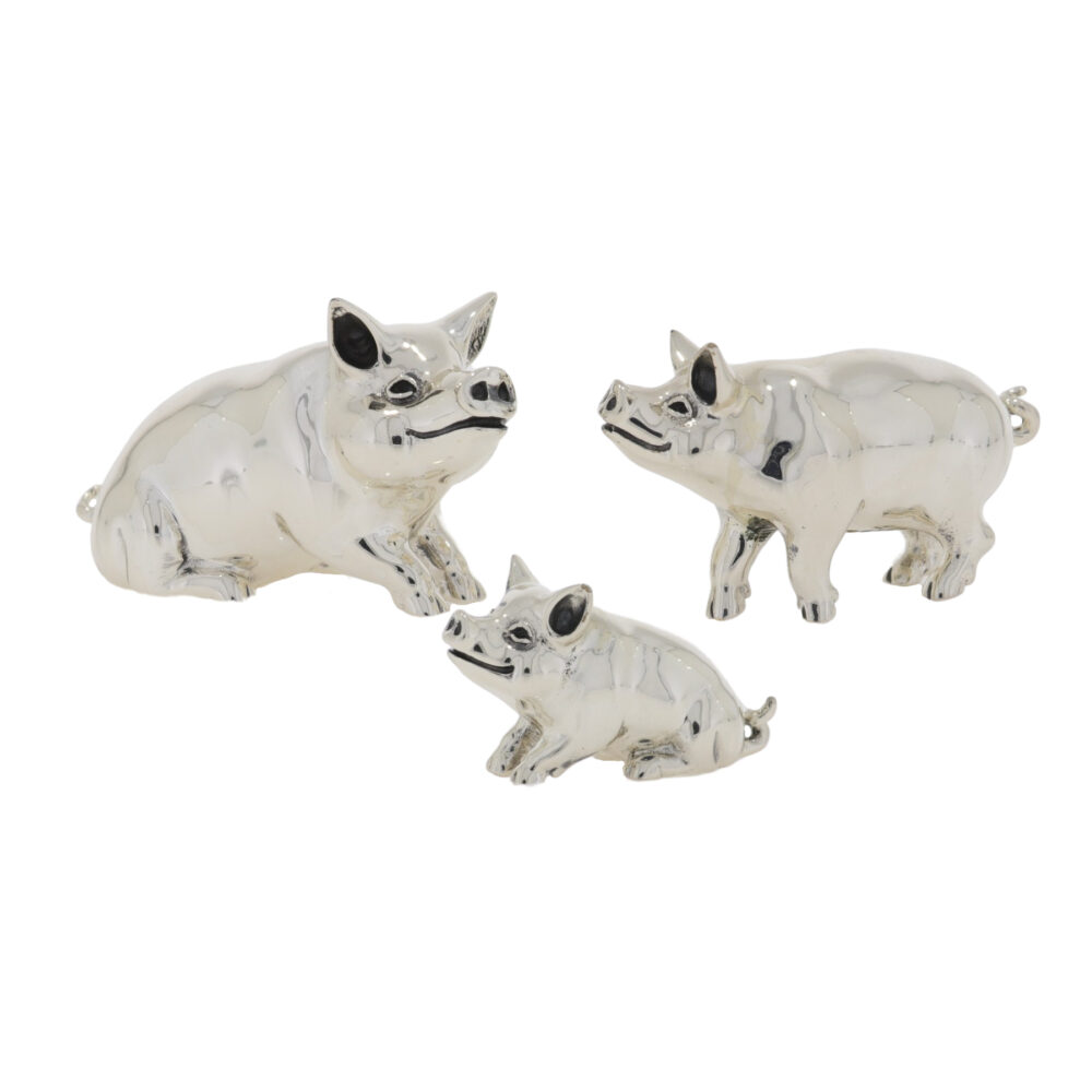 Saturno Sterling silver Pig ornaments