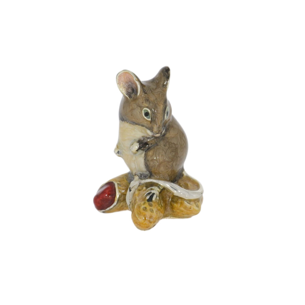 Saturno Sterling Silver and enamel Mouse on nuts Ornament