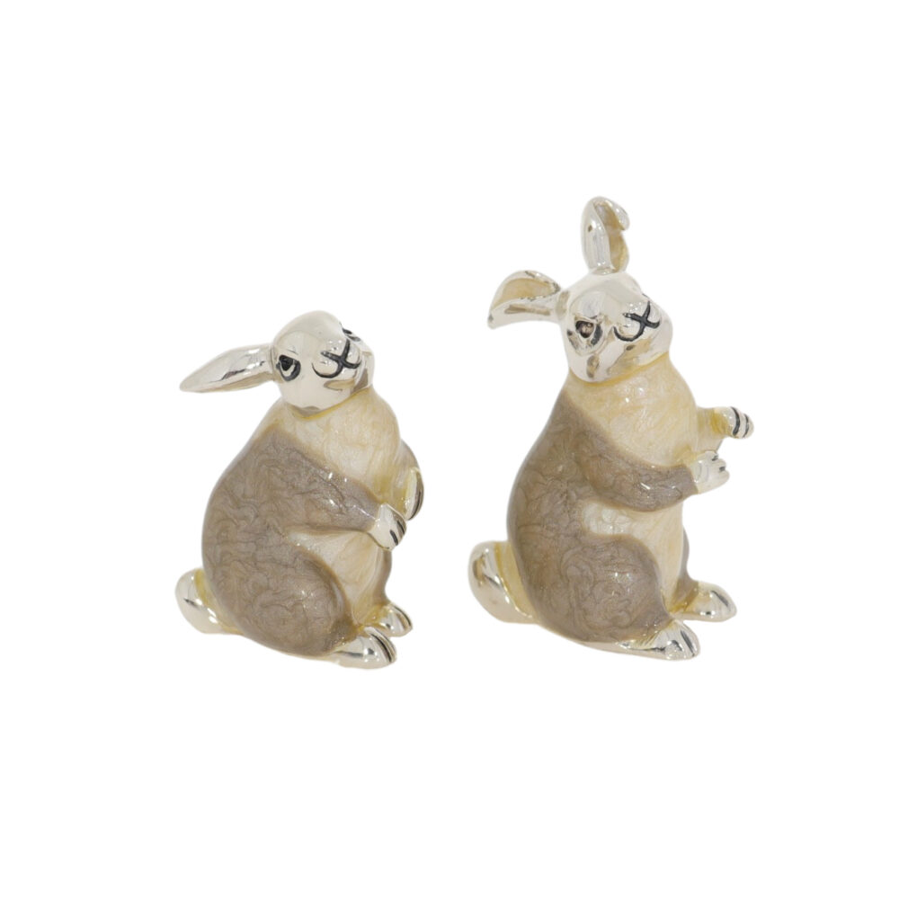 Saturno Sterling Silver and Enamel Hare Ornaments