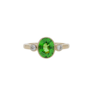 Z169.4 Tsavorite and diamond 3 stone ring