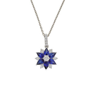 A264.5 Sapphire and diamond cluster pendant