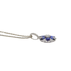 A264.5 Sapphire and diamond cluster pendant side