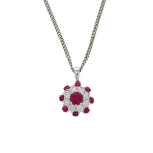 B264.5 Ruby and diamond cluster pendant