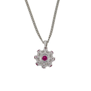 B264.5 Ruby and diamond cluster pendant back