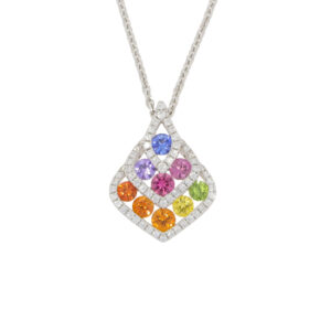 N266.5 Multi coloured sapphire and diamond pendant