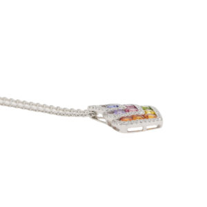 N266.5 Multi coloured sapphire and diamond pendant side