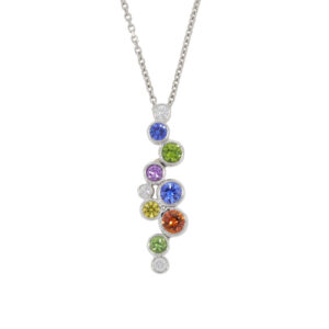 X263.5 Multi coloured sapphire and diamond pendant