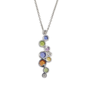 X263.5 Multi coloured sapphire and diamond pendant back