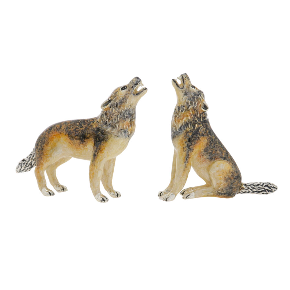 Saturno Sterling Silver and enamel Wolf ornaments