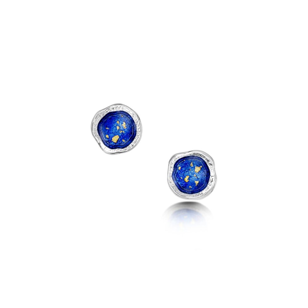 Sheila Fleet Sterling Silver and Enamel Lunar Universe Earrings