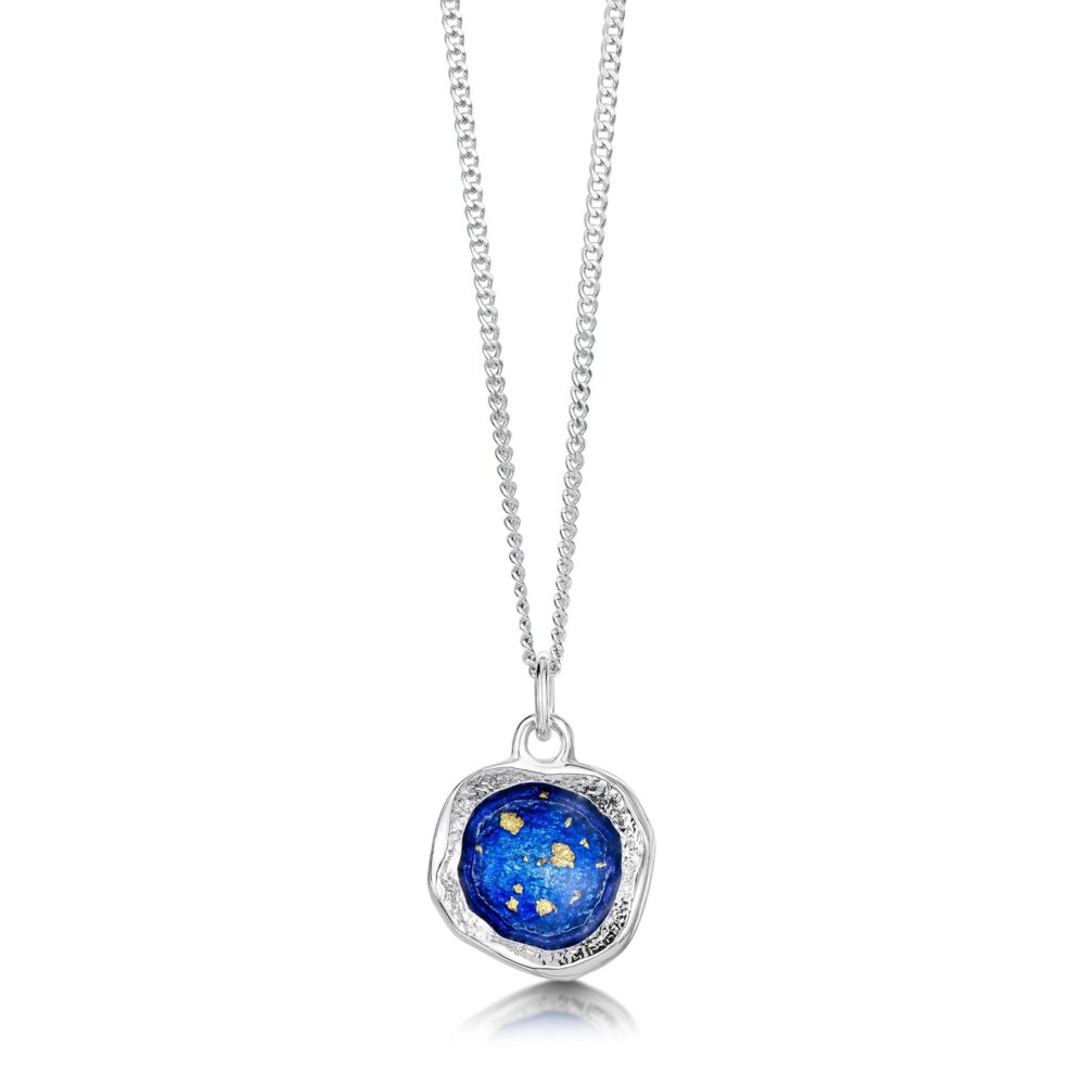 Sheila Fleet Sterling Silver and Enamel Lunar Universe Pendant