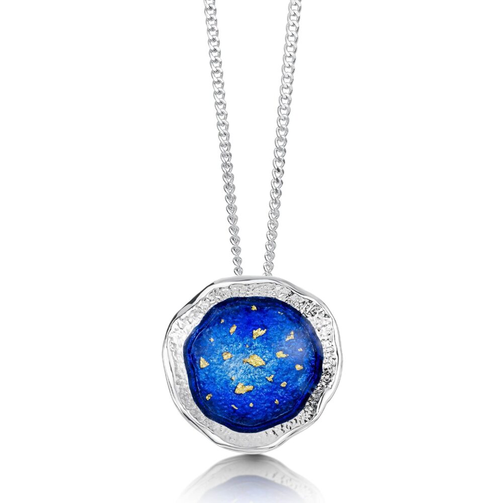 Sheila Fleet Sterling Silver and Enamel Lunar Universe Pendant