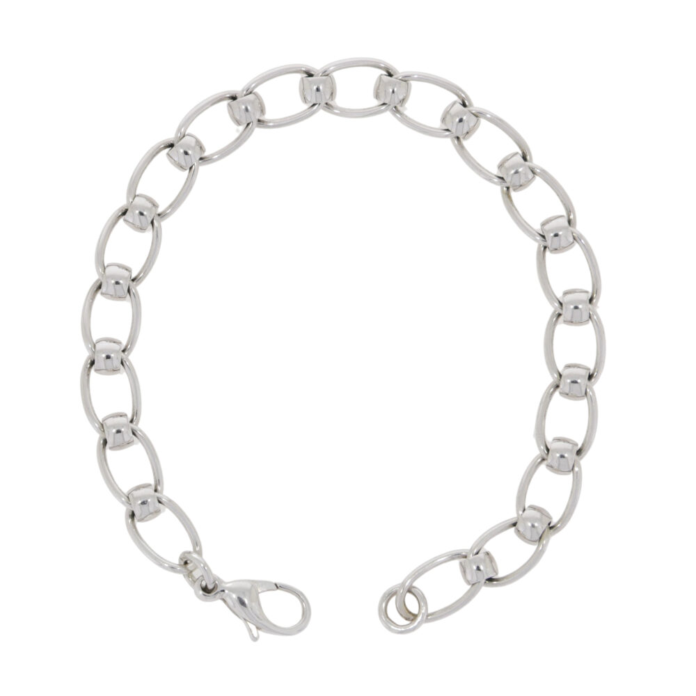 9ct white gold roller link bracelet