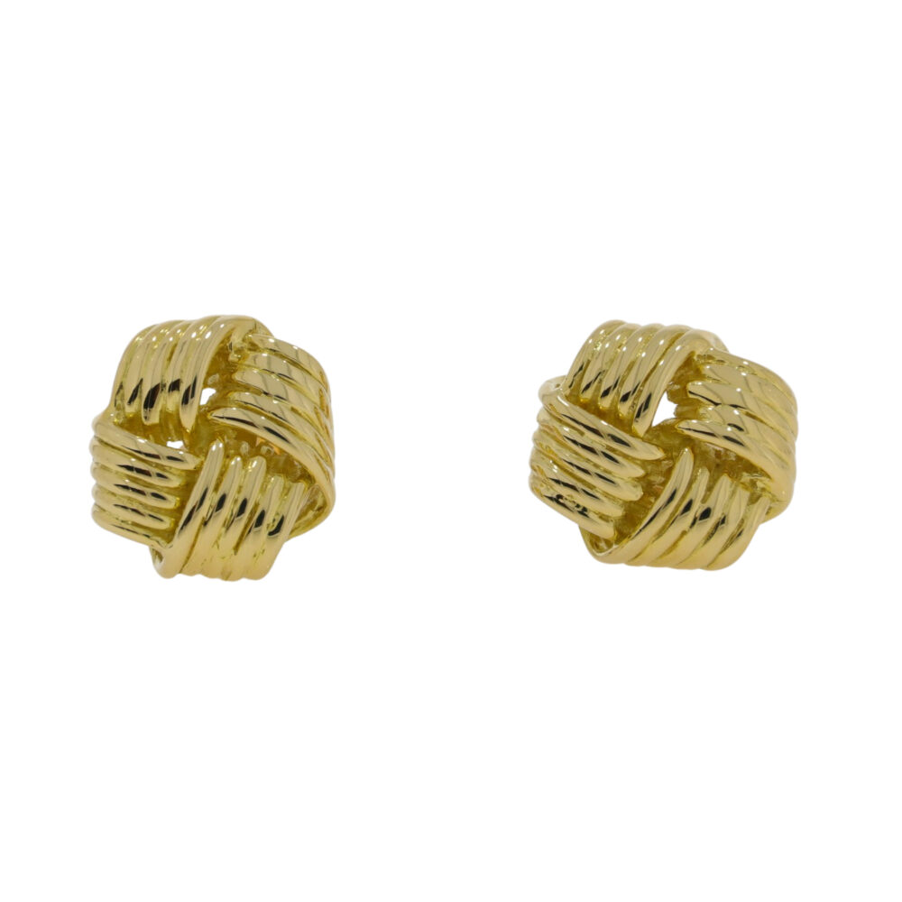18ct gold woven Knot earrings