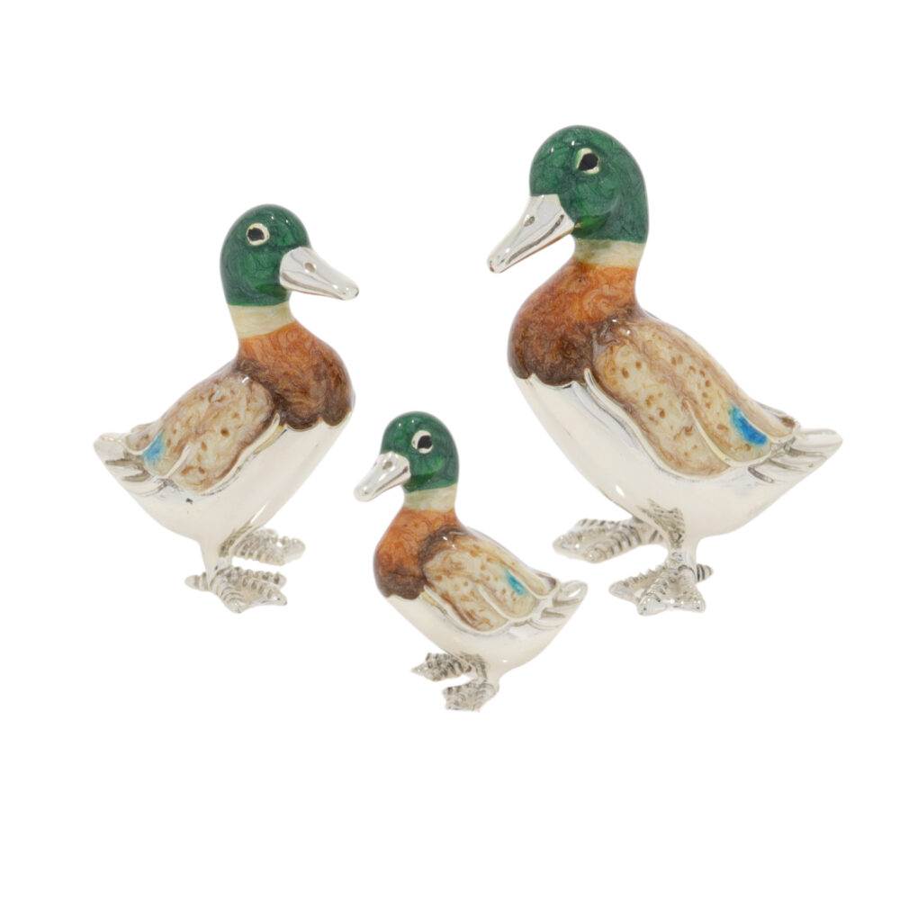 Saturno Sterling Silver and Enamel Ducks – Standing Ornaments