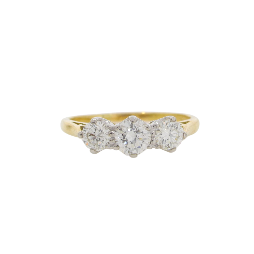 Diamond three stone ring, 18ct gold mount