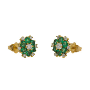 P406.2 Emerald and diamond cluster earrings side