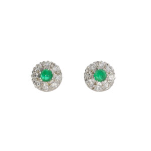 P418.2 Emerald and diamond cluster earrings