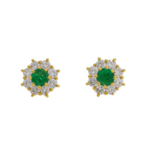 W412.2 Emerald and diamond cluster earrings