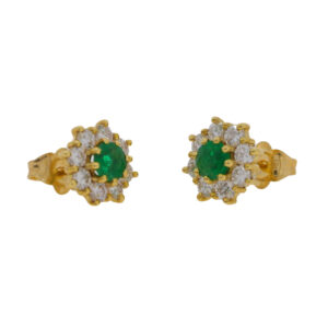 W412.2 Emerald and diamond cluster earrings side