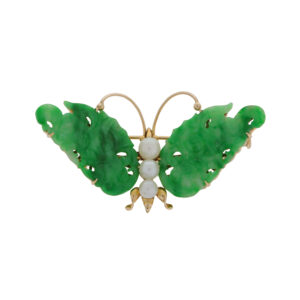 C468.2 Jade and 14ct gold Butterfly brooch