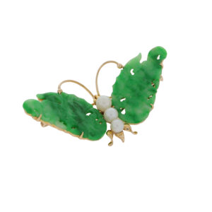C468.2 Jade and 14ct gold Butterfly brooch side