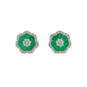 L415.2 Emerald and diamond cluster earrings