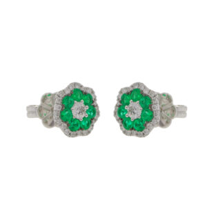 L415.2 Emerald and diamond cluster earrings side