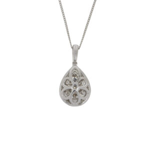 N265.5 Diamond pear shaped cluster platinum pendant back