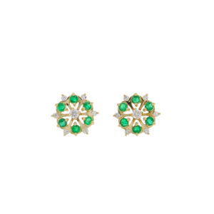 E422.2 Emerald and diamond cluster earrings