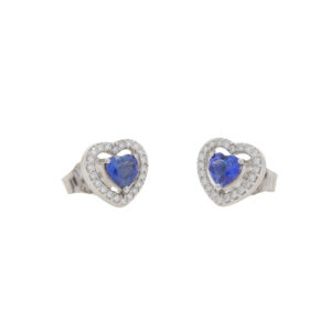 F422.2 Sapphire and diamond heart cluster earrings side
