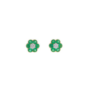 J422.2 Emerald and diamond cluster earrings