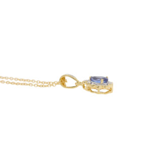 U266.5 Sapphire and diamond pear shaped cluster pendant side
