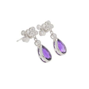 Y422.2 Amethyst and diamond drop earrings side