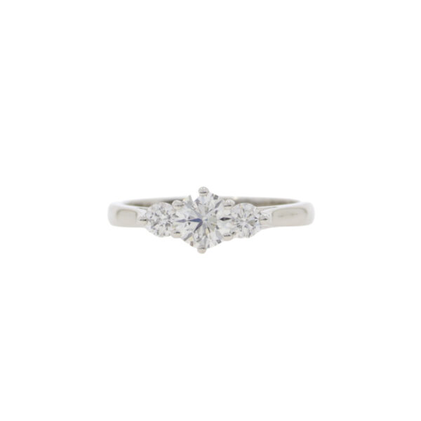 Diamond three stone ring 0.74ct, platinum mount