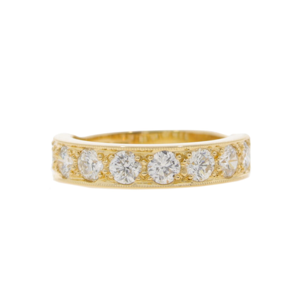 Diamond 8 stone half eternity ring, 18K gold mount