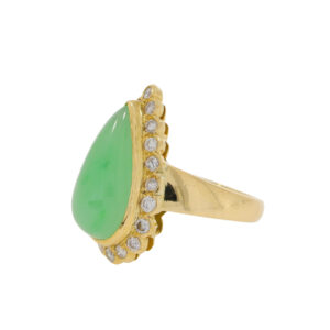 Q154.4 Jade and diamond pearshaped cluster ring side 2