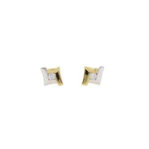 C424.2 Diamond single stone and 18ct whiet and yellow gold square surrounds