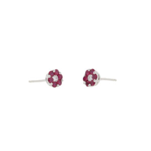 E424.2 Ruby and diamond inverted cluster earrings side