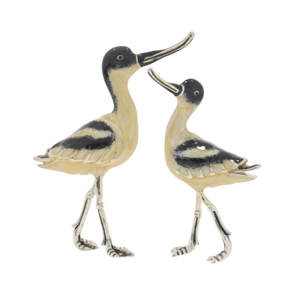 Saturno Sterling Silver and enamel Avocet Bird Ornaments