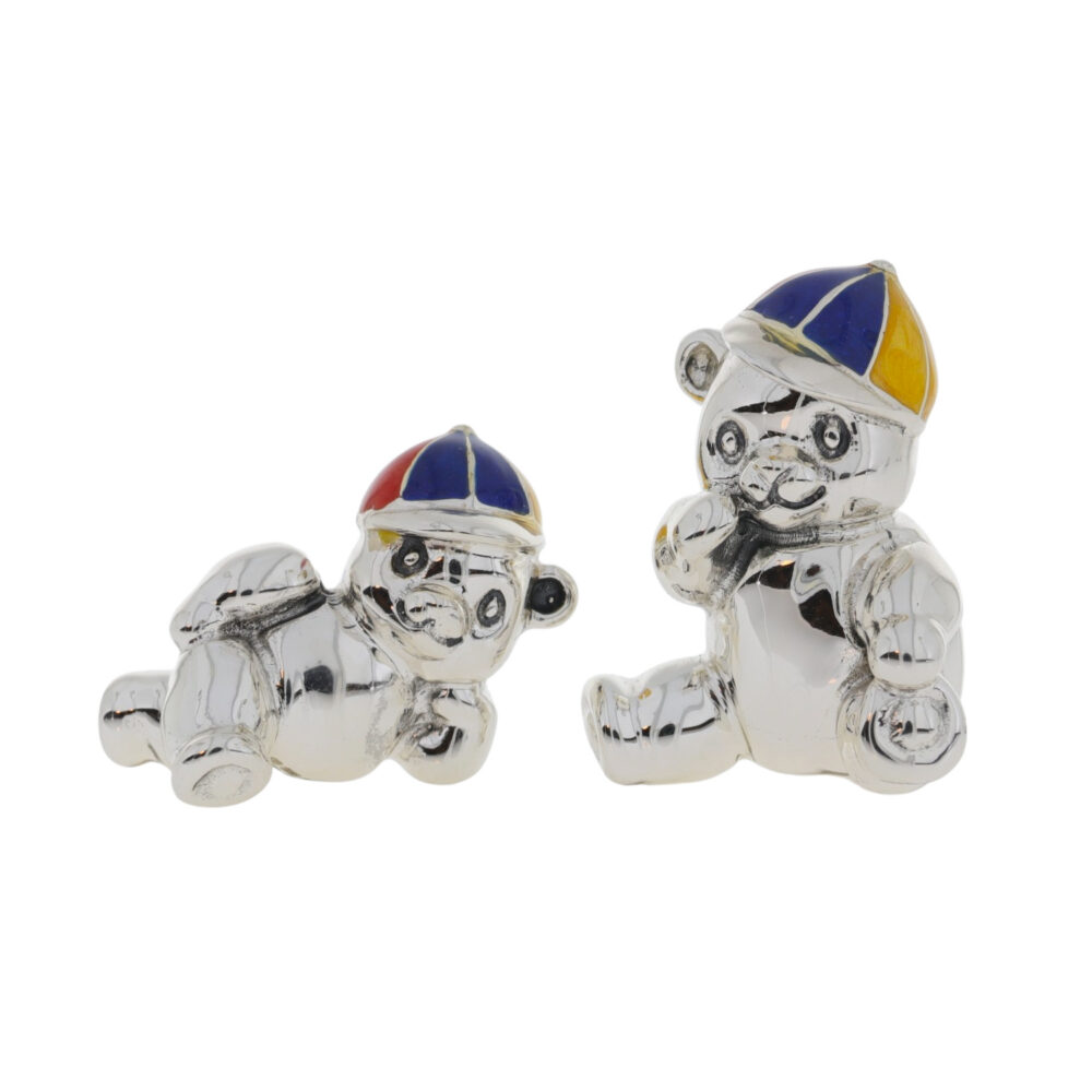 Saturno Sterling Silver and Enamel Teddy Bear Ornaments