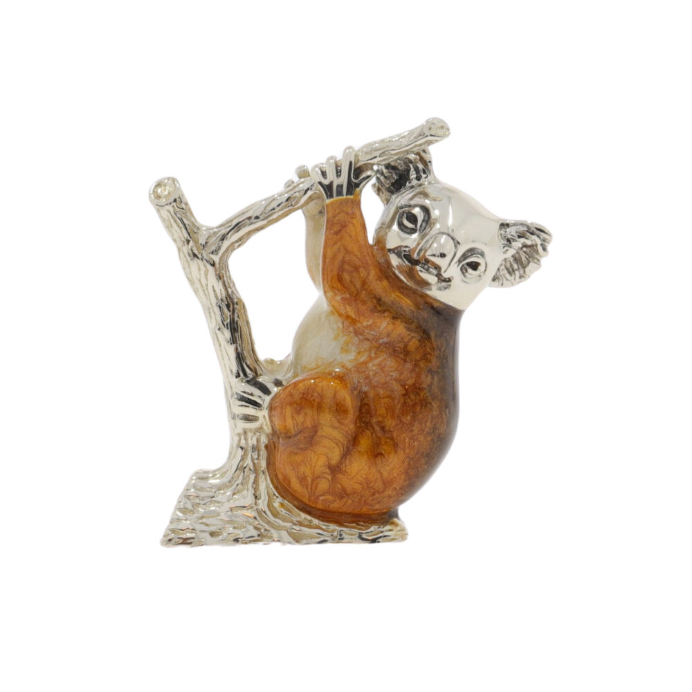 Saturno Sterling Silver and Enamel Koala Bear on branch Ornament