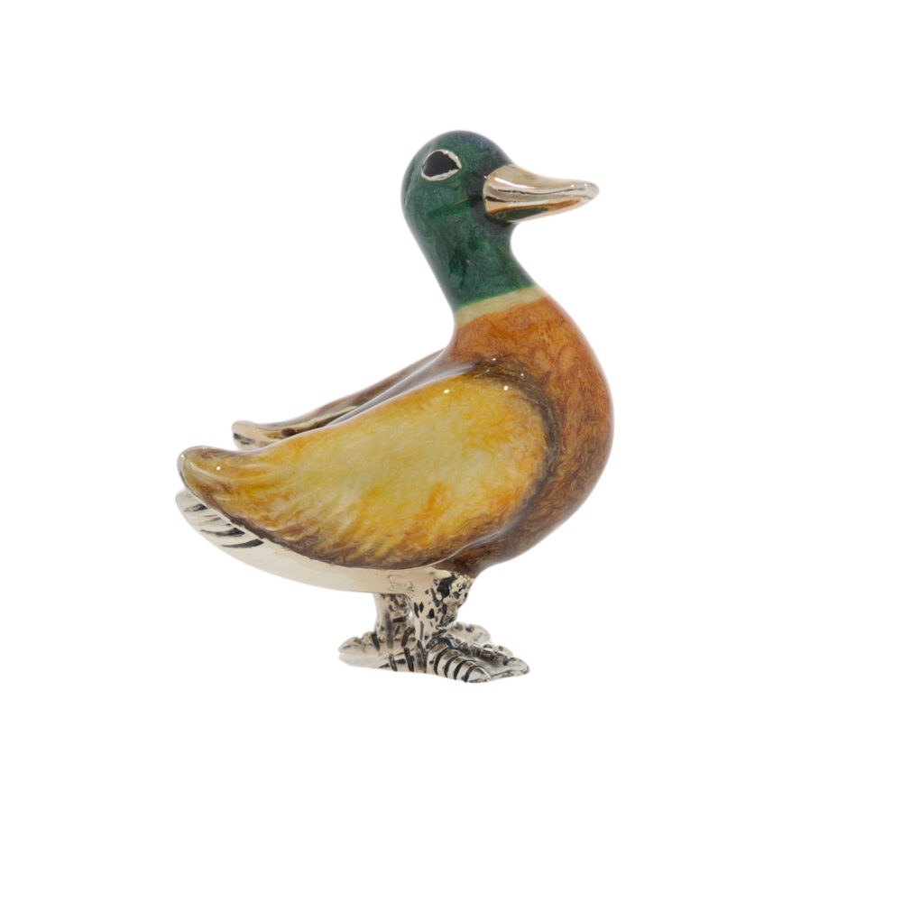 Saturno Sterling Silver and Enamel Duck male Ornament