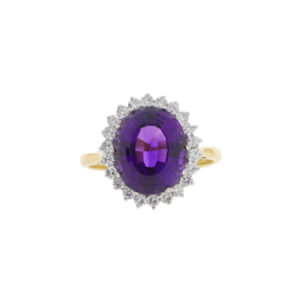 E171.4 Amethyst and diamond cluster ring
