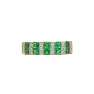 F130.4 Emerald and diamond 2 row eternity ring