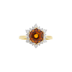 F172.4 Citrine and diamond cluster ring