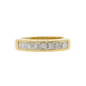 L87.4 Diamond princess cut 7 stone half eternity ring