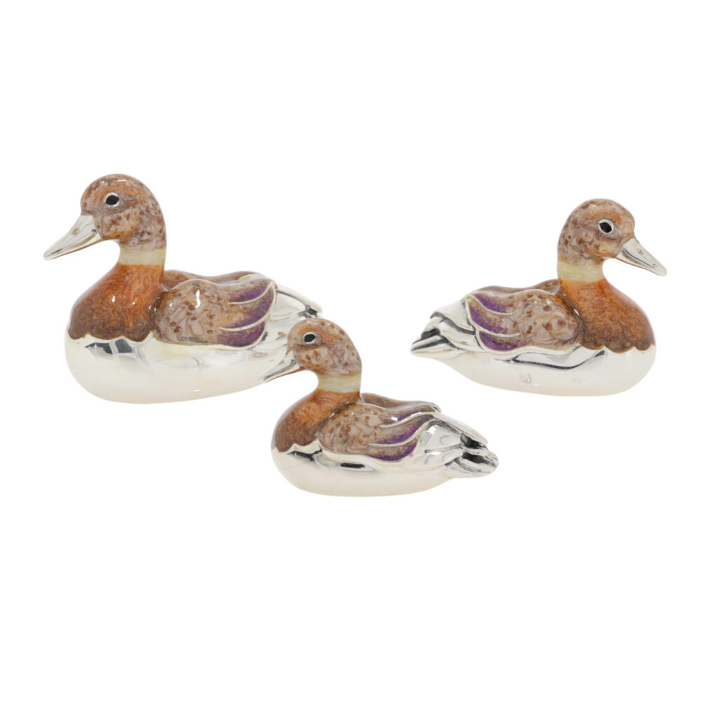 Saturno Sterling Silver and Enamel Ducks – Swimming Ornaments