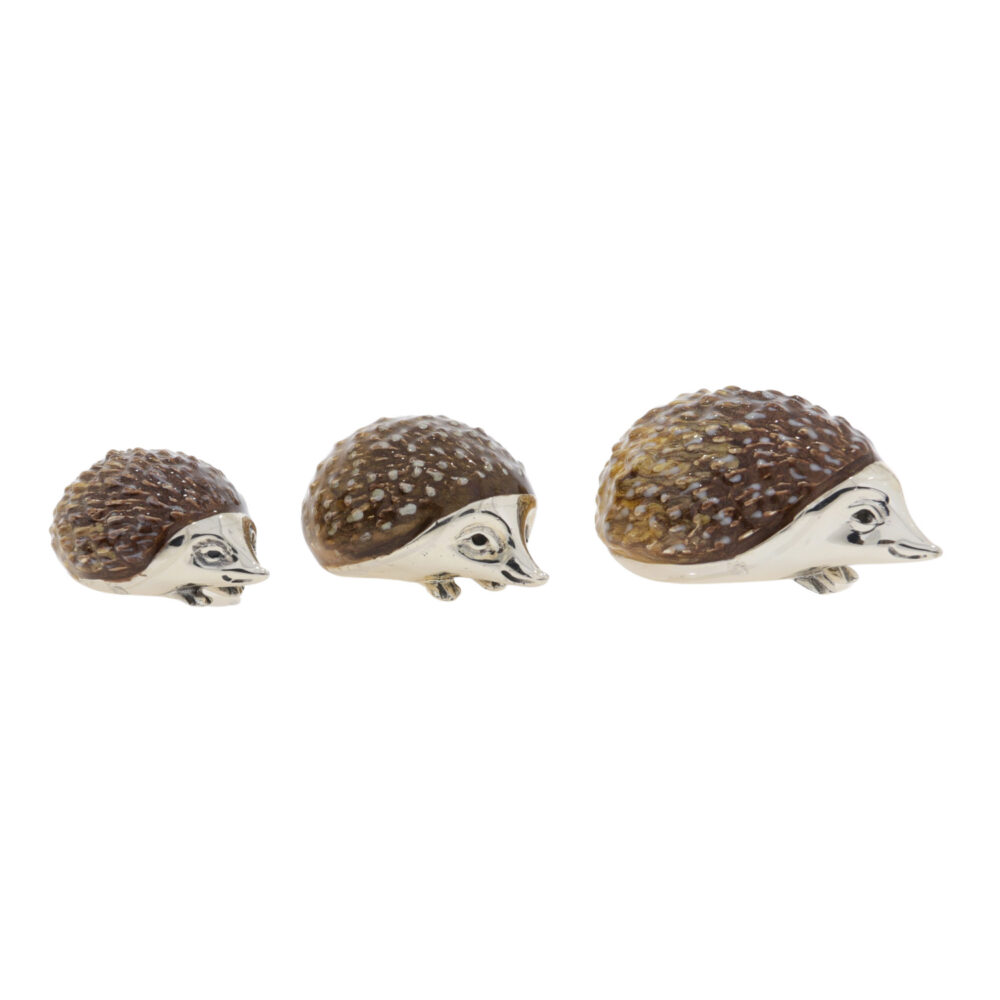 Saturno Sterling Silver and Enamel Hedgehog Ornaments